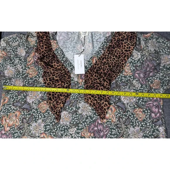 Kachel ANTHROPOLOGIE Mixed Leopard Floral Print Peasant Blouse Size 24 NWT - Picture 5 of 8